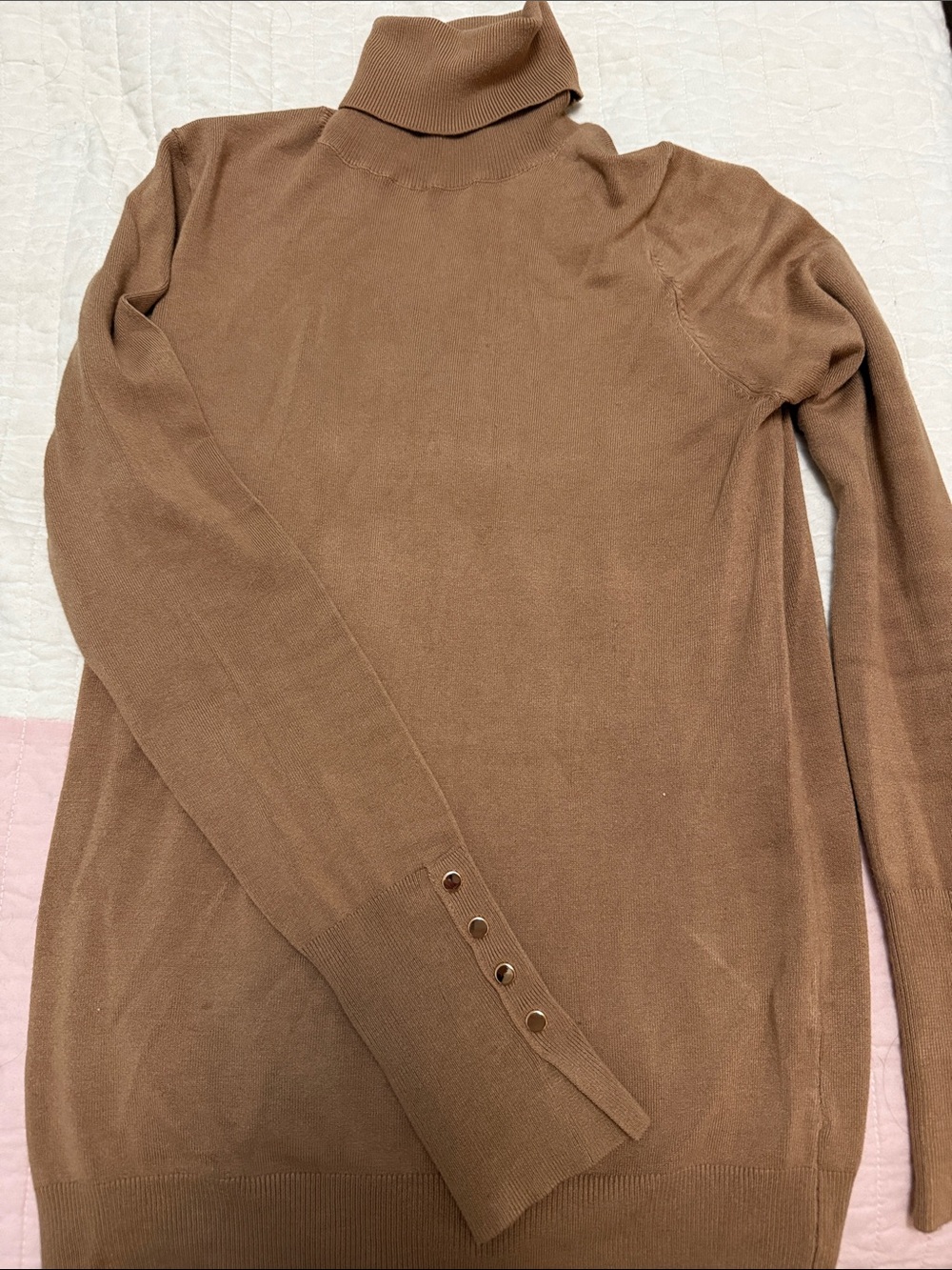 Zara Camel Ribbed Turtleneck Sweater